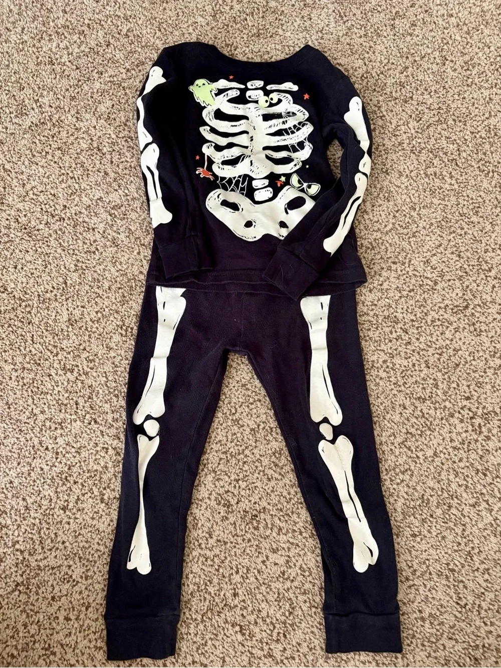 Carter's Black Skeleton Glow Pajama Set with White Bones
